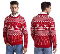 westAce Men's Christmas Jumper Ugly Festive Xmas Tree Reindeer Fair Isle Knit Sweater Long Sleeve Winter Holiday Crew Neck Pullover Christmas Sweaters for Men S-XXL (Red, L)