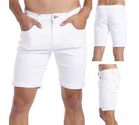 westAce Mens Denim Slim Fit Shorts Stretch Summer Casual Comfort Flex Denim Jeans Short Pants 30W-40W (White, 36W)
