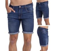 westAce Mens Denim Slim Fit Shorts Stretch Summer Casual Comfort Flex Denim Jeans Short Pants 30W-40W (Dark Blue, 30W)