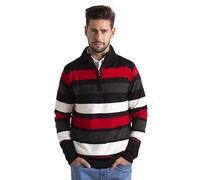 westAce Mens High Neck Striped Jumper, Turtle Neck Half Zip Sweater, Long Sleeve Cotton Knitwear Pullover, Comfortable Ribbed Stand-Collar Knit Jumper, Sizes S-XXL (Black, XL)