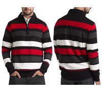 westAce Mens Jumper Striped Turtle Neck Zip Sweater Long Sleeve Comfortable Cotton Knitted Lightweight French Terry Quarter-Zip Essential Sweatshirt S to XXL (Black, M)