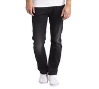 westAce Mens Knit Denim Jeans Slim Fit Super Stretch Flexible Straight Leg Faded Designer Everyday Essential Denim Jeans (Knit Denim - Black, 32 Waist x 32 Length)