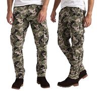 westAce Mens Military Cargo Pants Wild Camouflage Straight Leg Flex Casual Multi-Pockets Heavy Workwear Outdoor Hiking Regular Fit Trousers (Olive Camo, 38W / 32L)