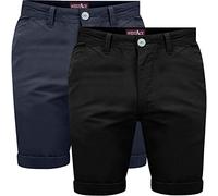 westAce Mens Pack of 2 Chino Shorts Cotton Half Pant Casual Summer Cargo Combat Short Trousers, Navy & Black, 32W