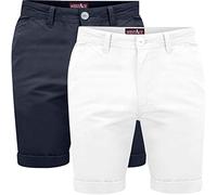 westAce Mens Pack of 2 Chino Shorts Cotton Half Pant Casual Summer Cargo Combat Short Trousers, Navy & White, 30W