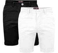 westAce Mens Pack of 2 Chino Shorts Cotton Half Pant Casual Summer Cargo Combat Short Trousers, White & Black, 36W