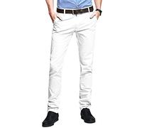 westAce Mens Skinny Chino Super Stretch Comfortable Jeans Essentials Casual Trousers (W28 x L30 (28S), White)