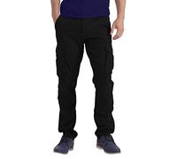 westAce Mens Straight-Fit Stretch Cargo Trousers Heavy Duty Easy Care Multi-Pockets 100% Cotton Hiking Work Safety Classic Essential Cargo Pants 32W-44W (Black, 38W / 30L)