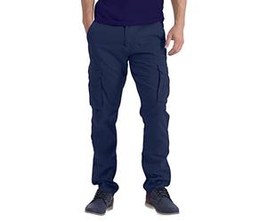 westAce Mens Straight-Fit Stretch Cargo Trousers Heavy Duty Easy Care Multi-Pockets 100% Cotton Hiking Work Safety Classic Essential Cargo Pants 32W-44W (Navy Blue, 42W / 32L)