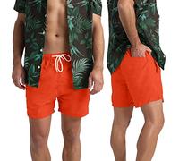 WestAce Mens Swim Trunks Board Shorts 100% Polyester Quick Dry Hot Summer Beach Surfing Pool Essential Holiday Swimwear Orange Blue Swimming Shorts for Men S-XXL (Orange, L)