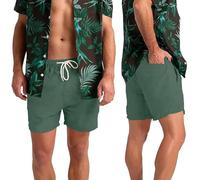 westAce Mens Swim Trunks Board Shorts 100% Polyester Quick Dry Hot Summer Beach Surfing Pool Essential Holiday Swimwear Black Blue Orange Swimming Shorts for Men S-XXL (Green, L)