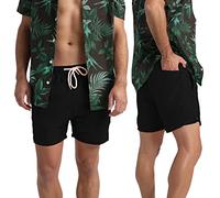 westAce Mens Swim Trunks Board Shorts 100% Polyester Quick Dry Hot Summer Beach Surfing Pool Essential Holiday Swimwear Black Blue Orange Swimming Shorts for Men S-XXL (Black, M)