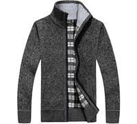 westAce Mens Zip Up Thick Fleece Lined Winter Knitted Cardigan Classic Jumper Cardigan[Charcoal,M]
