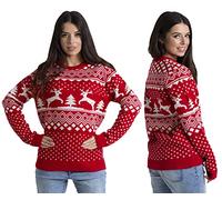 westAce Womens Christmas Jumpers Xmas Knitted Reindeer Snowflake Print Jumper for Women UK Novelty Rudolph Pullover Sweater Ugly Funny Christmas Jumpers Crew Neck Tunic Christmas Tops (Red, XXL)