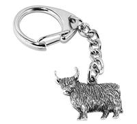 Westair Scottish Highland Cow Pewter Keychain (Unique Scottish Highland Cow Design, Gift Pouch Included, Made in The UK)