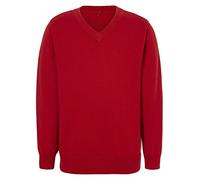 Westar Boys Girls Unisex Knitted School Jumper Sweatshirt Jumper V Neck School Ages 4-18 + Adult Size - 7 Colours Red