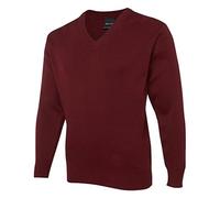 Westar Boys Girls Unisex Knitted School Jumper Sweatshirt Jumper V Neck School Ages 4-18 + Adult Size - 7 Colours Burgundy