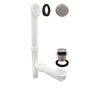 Westbrass 593244-07 White 1-1/2" Tubular Tip Toe Bath Waste Drain Kit, Satin Nickel