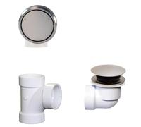 Westbrass R493CHPM-07 Bathtub Trim Kit with Patented Deep Soak 2-Hole Overflow Cover and Tip-Toe Drain Plug - Sch. 40 Plumber's Pack, Satin Nickel