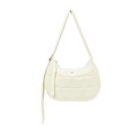 WESTBRONCO Puffer Crescent Shoulder Bags for Women Puffy Quilted Handbags, Nylon Shoulder Purse with Adjustable Strap, Beige White, 12.2" x 8.66" x 3.34"