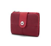 WESTBRONCO Puffer Small Wallet for Women RFID Blocking Card Holder Wallets, Womens Bifold Wallet with Zipper Coin Pocket, Red and Dark Red