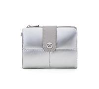 WESTBRONCO Puffer Small Wallet for Women RFID Blocking Card Holder Wallets, Womens Bifold Wallet with Zipper Coin Pocket, Silver and Grey