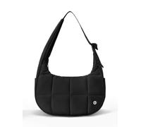 WESTBRONCO Small Puffer Crescent Shoulder Bag for Women, Nylon Quilted Shoulder Purses, Puffy Handbags with Adjustable Strap, Black, 10.3"L x 6.4"W x 4.1"H, Fashion Women