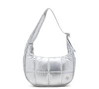 WESTBRONCO Small Puffer Crescent Shoulder Bag for Women, Nylon Quilted Shoulder Purses, Puffy Handbags with Adjustable Strap, Silver, 10.3 x 6.4 x 4.1 inches