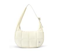 WESTBRONCO Small Puffer Crescent Shoulder Bag for Women, Nylon Quilted Shoulder Purses, Puffy Handbags with Adjustable Strap, Beige White, S, Modern