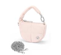 WESTBRONCO Super Mini Coin Pouch Nylon Quilted Wristlet Purses for Women Tiny Cute Purse Puffer Crescent Keychain Bag, Small Handbag, Pink, Puffer