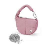 WESTBRONCO Super Mini Coin Pouch Nylon Quilted Wristlet Purses for Women Tiny Cute Purse Puffer Crescent Keychain Bag, Small Handbag, Dark Pink, Puffer