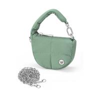 WESTBRONCO Super Mini Coin Pouch Nylon Quilted Wristlet Purses for Women Tiny Cute Purse Puffer Crescent Keychain Bag, Small Handbag, Green, Puffer