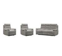Westbury Grey Fabric 3+1+1 Seater Power Recliner Sofa Set