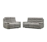Westbury Grey Fabric 3+2 Seater Power Recliner Sofa Set