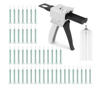 WestCH 2k Glue Gun Set with 50 Pieces Static Mixer Mixing Nozzles Green | 50 ml epoxy glue gun, 1:1 dispensing gun AB with cartridge, plastic, for extruding two-component adhesive