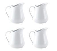 WestCH 4 PCS 80ml White Milk Jug,Mini Ceramic Sauce Jugs,Small Gravy Jug,Milk Creamer Pitcher,Sauce Cup Porcelain with Handle for Custard Tea Coffee Cream Home Cooking
