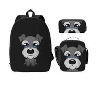 WESTCH Adorable Schnauzer 17in Bag + Pencil Case + Lunch Bag Combination - Versatile Storage Organizer for Learning Supplies