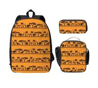 WESTCH African Animals 17in Bag + Pencil Case + Lunch Bag Combination - Versatile Storage Organizer for Learning Supplies