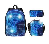 WESTCH Artificial Intelligence Brain 17in Bag + Pencil Case + Lunch Bag Combination - Versatile Storage Organizer for Learning Supplies