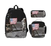 WESTCH Astronaut On The Moon 17in Bag + Pencil Case + Lunch Bag Combination - Versatile Storage Organizer for Learning Supplies