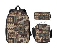 WESTCH Bear Deer 17in Bag + Pencil Case + Lunch Bag Combination - Versatile Storage Organizer for Learning Supplies