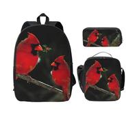 WESTCH Beautiful Red Birds 17in Bag + Pencil Case + Lunch Bag Combination - Versatile Storage Organizer for Learning Supplies