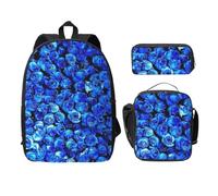 WESTCH Blue Rose 17in Bag + Pencil Case + Lunch Bag Combination - Versatile Storage Organizer for Learning Supplies