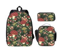 WESTCH Bright Mushrooms Art 17in Bag + Pencil Case + Lunch Bag Combination - Versatile Storage Organizer for Learning Supplies