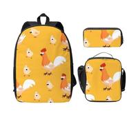 WESTCH Chicken Chick 17in Bag + Pencil Case + Lunch Bag Combination - Versatile Storage Organizer for Learning Supplies