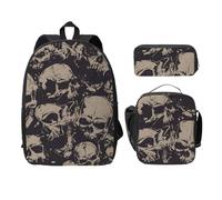 WESTCH Cool Skull Graphics 17in Bag + Pencil Case + Lunch Bag Combination - Versatile Storage Organizer for Learning Supplies