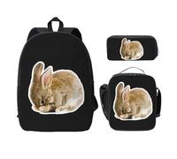 WESTCH Cry Rabbit 17in Bag + Pencil Case + Lunch Bag Combination - Versatile Storage Organizer for Learning Supplies
