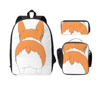 WESTCH Funny Corgi Butt Brown 17in Bag + Pencil Case + Lunch Bag Combination - Versatile Storage Organizer for Learning Supplies
