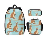 WESTCH Funny for Kangaroo Zoo 17in Bag + Pencil Case + Lunch Bag Combination - Versatile Storage Organizer for Learning Supplies