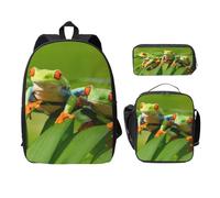 WESTCH Funny Frogs 17in Bag + Pencil Case + Lunch Bag Combination - Versatile Storage Organizer for Learning Supplies